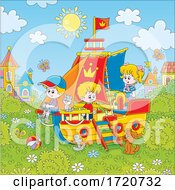 Poster, Art Print Of Children Playing On A Ship In A Park