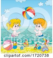 Poster, Art Print Of Children Playing On A Beach