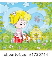 Poster, Art Print Of Girl Playing Outside With Her Pet Hamster