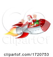 Poster, Art Print Of Santa Christmas Space Rocket Sled Ship Sleigh