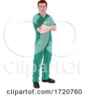Poster, Art Print Of Nurse Or Doctor In Scrubs With Stethoscope