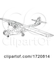 Poster, Art Print Of Consolidated Pby Catalina Flying Boat Patrol Bomber And Amphibious Aircraft Line Drawing