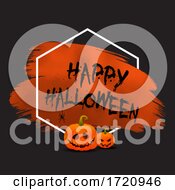 Poster, Art Print Of Grunge Halloween Background With Pumpkins And Hanging Spider