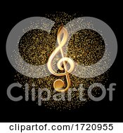 Poster, Art Print Of Clef Music Symbol On Gold Glitter Background