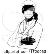 Doctor Woman PPE Mask Silhouette