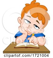 Cartoon Bored Boy Journaling