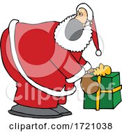 Cartoon Covid Christmas Santa Picking Up A Gift