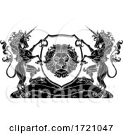 Poster, Art Print Of Crest Unicorns Horse Coat Of Arms Lion Family Seal