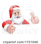 Poster, Art Print Of Santa Claus Christmas Peeking Thumbs Up Cartoon