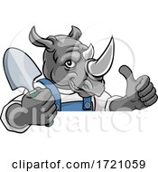 Poster, Art Print Of Rhino Gardener Gardening Animal Mascot