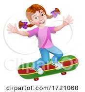 Child Skateboarding Girl Kid Cartoon by AtStockIllustration