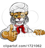Poster, Art Print Of Wildcat Chef Mascot Sign Cartoon Character