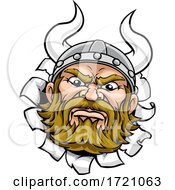 Poster, Art Print Of Viking Warrior Barbarian Mascot Cartoon Face