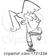 Cartoon Lineart Girl Giving An Air Hug