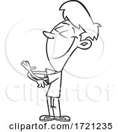 Cartoon Lineart Boy Giving An Air Hug