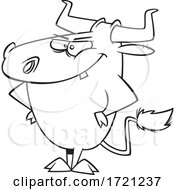 Cartoon Lineart Stubborn Bull