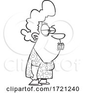 Cartoon Black And White Woman With A Cork In Her Mouth
