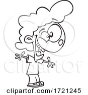 Poster, Art Print Of Cartoon Black And White Excited Girl