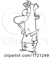 Cartoon Lineart Man Scratching His Head