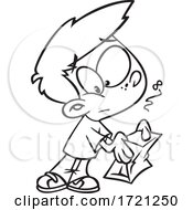 Cartoon Lineart Boy Left Holding The Bag by toonaday
