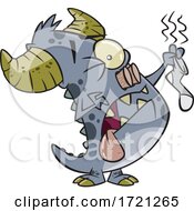 Cartoon Monster Holding A Smelly Sock by toonaday