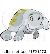 Cartoon Swimming Manatee