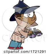 Poster, Art Print Of Cartoon Boy Detective Observing With Binoculars