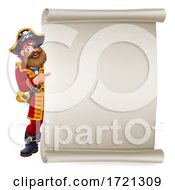 Poster, Art Print Of Pirate Captain Cartoon Scroll Background