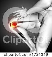 3D Male Medical Figure With Close Up Of Knee Bone