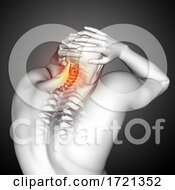 Poster, Art Print Of 3d Male Medical Figure With Top Of Spine Highlighted