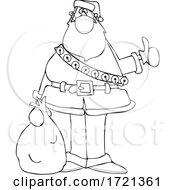Poster, Art Print Of Cartoon Covid Christmas Santa Hitchhiking