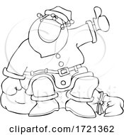 Poster, Art Print Of Cartoon Covid Christmas Santa Claus Hitchhiking
