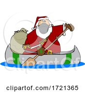 Poster, Art Print Of Cartoon Covid Christmas Santa In A Canoe