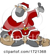 Cartoon Covid Christmas Santa Claus Hitchhiking