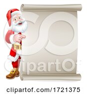 Poster, Art Print Of Santa Claus Christmas Cartoon Peeking Background