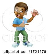 Poster, Art Print Of Black Boy Cartoon Character Child Kid Pointing