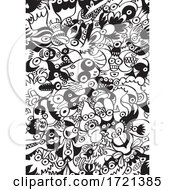 Poster, Art Print Of Seamless Black And White Monster Pattern