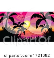Poster, Art Print Of Tropical Ocean Sunset With Silhouetted Palm Trees