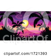 Tropical Ocean Sunset With Silhouetted Palm Trees by Hit Toon