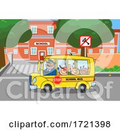 Happy Bus Driver And Kids Going Back To School by Hit Toon