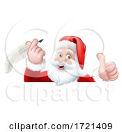 Santa Claus Peeking Quill Pen Cartoon