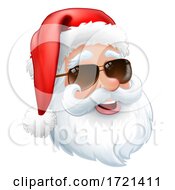 Poster, Art Print Of Cool Santa In Sunglasses Shades Christmas Cartoon