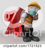 Poster, Art Print Of 3d Builder Character On A Shaded Background