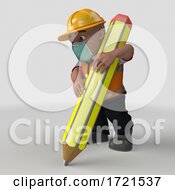 Poster, Art Print Of 3d Builder Character On A Shaded Background