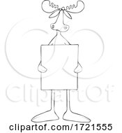 Cartoon Black And White Moose Holding A Protest Sign by djart