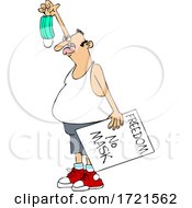 Poster, Art Print Of Cartoon Male Protestor Holding A No Mask Sign