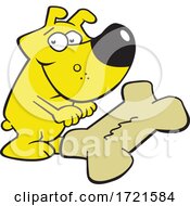 Cartoon Dog And Giant Bone Biscuit