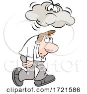 Poster, Art Print Of Cartoon Man Under A Grumpy Or Angry Cloud