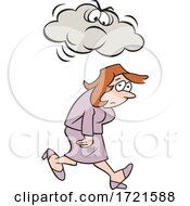 Poster, Art Print Of Cartoon Woman Under A Grumpy Or Angry Cloud