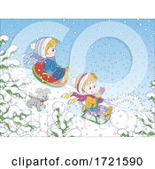 Poster, Art Print Of Children Playing In The Snow